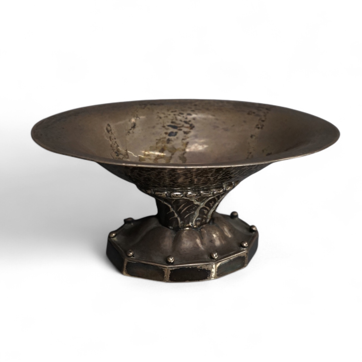 A Danish Georg Jensen sterling oval dish, with acanthus leaf stem, 1925-1932 mark, length 12.5cm, 3.4oz. Condition - fair